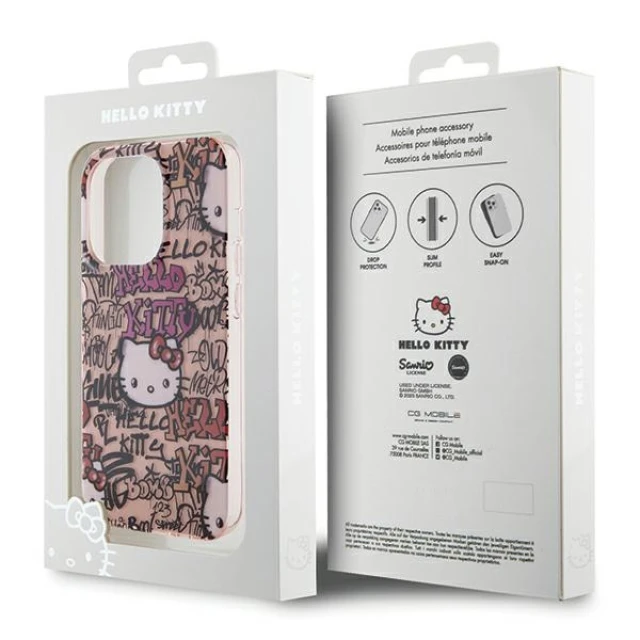 Чохол Hello Kitty Tags Graffiti для iPhone 15 Pro Max Pink (HKHCP15XHDGPTP)