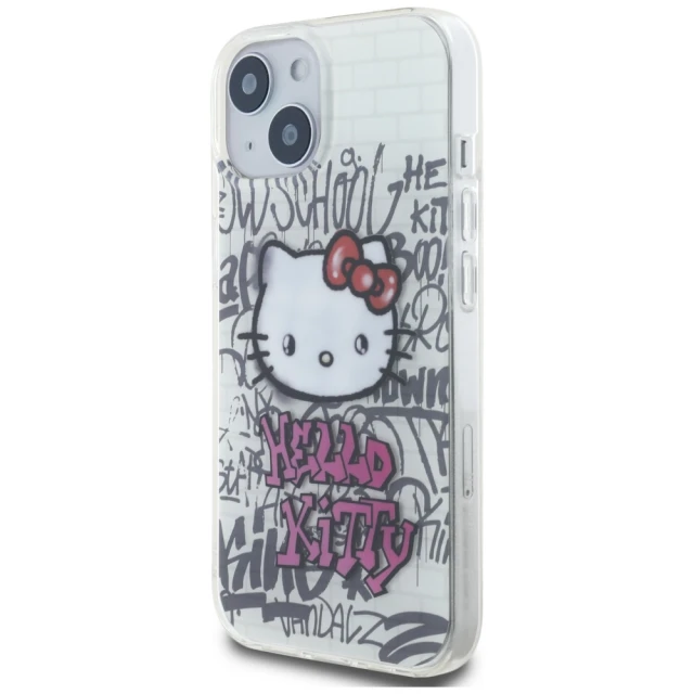 Чохол Hello Kitty IML Kitty On Bricks Graffiti для iPhone 15 / 14 / 13 White (HKHCP15SHDGPHT)