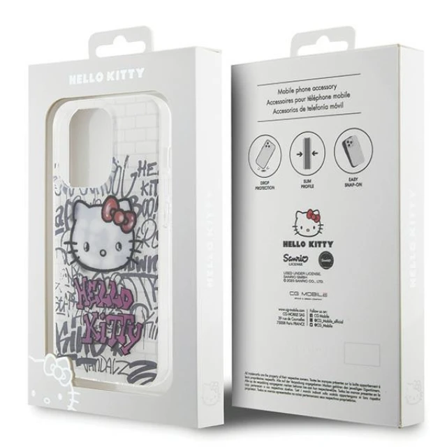 Чехол Hello Kitty Kitty On Bricks Graffiti для iPhone 15 Pro White (HKHCP15LHDGPHT)