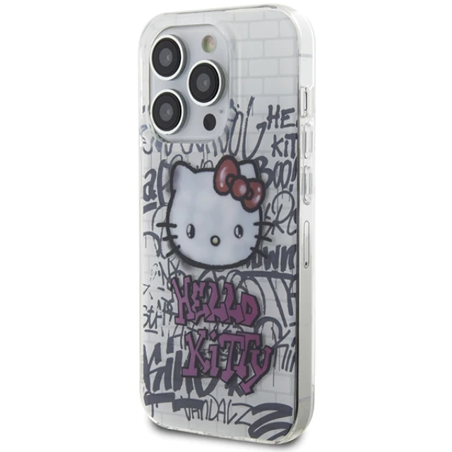Чохол Hello Kitty Kitty On Bricks Graffiti для iPhone 15 Pro Max White (HKHCP15XHDGPHT)