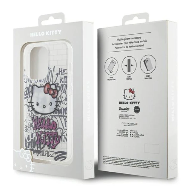Чохол Hello Kitty Kitty On Bricks Graffiti для iPhone 15 Pro Max White (HKHCP15XHDGPHT)