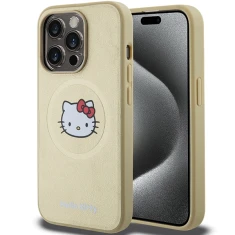 Чохол Hello Kitty Leather Kitty Head для iPhone 13 Pro Max Gold with MagSafe (HKHMP13XPGHCKD)