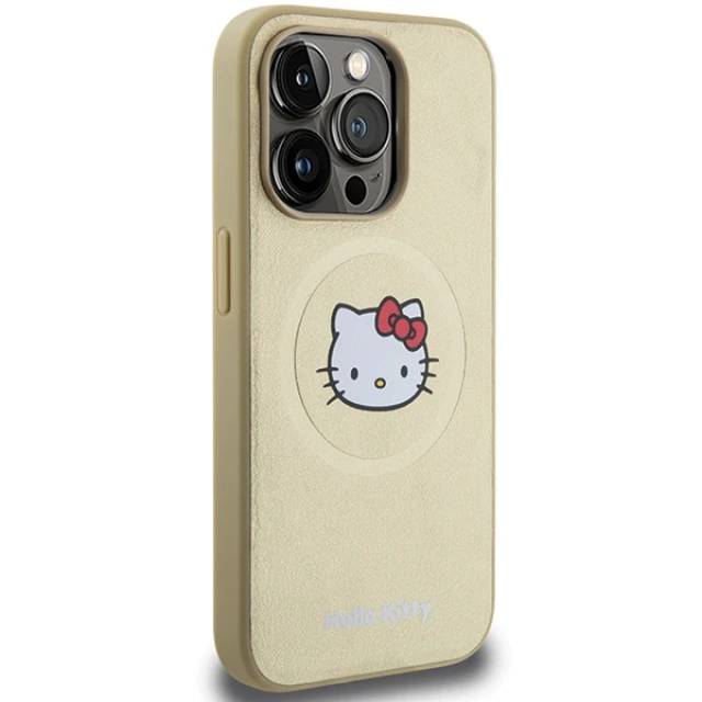 Чохол Hello Kitty Leather Kitty Head для iPhone 13 Pro Max Gold with MagSafe (HKHMP13XPGHCKD)