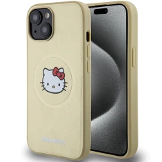 Чохол Hello Kitty Leather Kitty Head для iPhone 14 | 15 | 13 Gold with MagSafe (HKHMP14SPGHCKD)