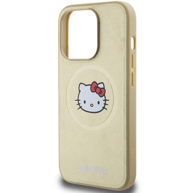 Чохол Hello Kitty Leather Kitty Head для iPhone 14 Pro Gold with MagSafe (Hel000044-0)