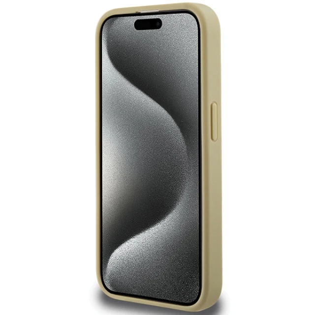 Чохол Hello Kitty Leather Kitty Head для iPhone 15 Pro Gold with MagSafe (HKHMP15LPGHCKD)