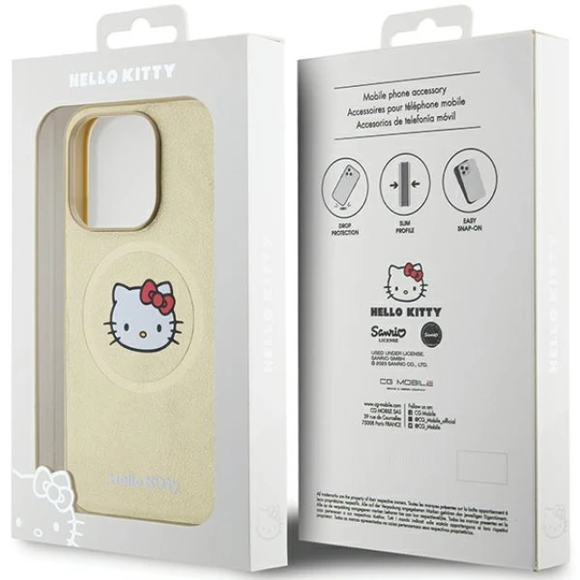 Чехол Hello Kitty Leather Kitty Head для iPhone 15 Pro Max Gold with MagSafe (HKHMP15XPGHCKD)