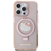 Чохол Hello Kitty Ring Stand Glitter Electrop Logo для iPhone 15 Pro Pink with MagSafe (KLHMP15LHMRSKHH)