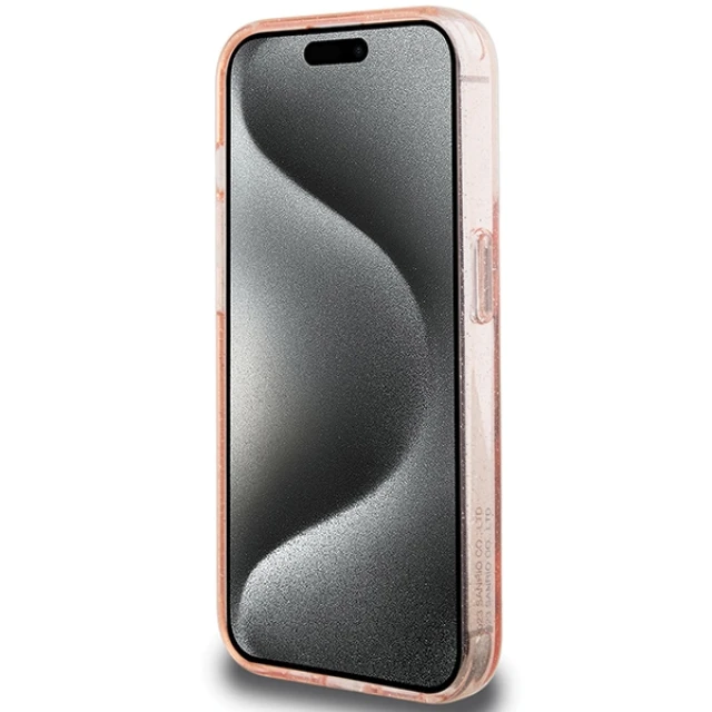 Чохол Hello Kitty Ring Stand Glitter Electrop Logo для iPhone 15 Pro Pink with MagSafe (KLHMP15LHMRSKHH)