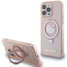 Чохол Hello Kitty Ring Stand Glitter Electrop Logo для iPhone 15 Pro Max Pink with MagSafe (Hel000117-0)
