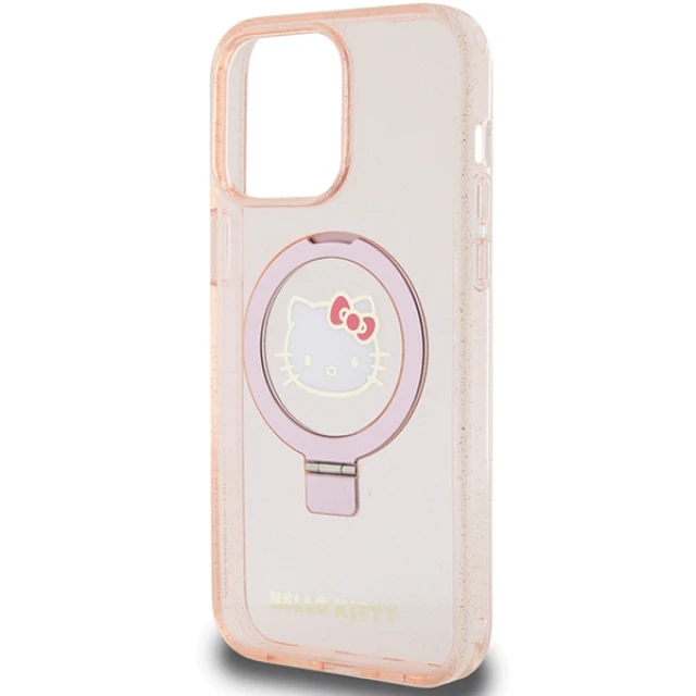 Чохол Hello Kitty Ring Stand Glitter Electrop Logo для iPhone 15 Pro Max Pink with MagSafe (Hel000117-0)