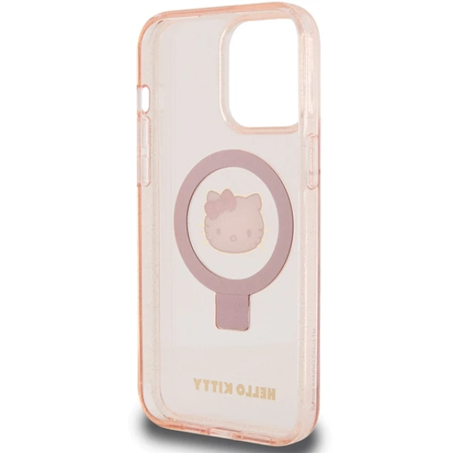 Чохол Hello Kitty Ring Stand Glitter Electrop Logo для iPhone 15 Pro Max Pink with MagSafe (Hel000117-0)