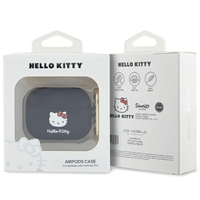 Чохол для навушників Hello Kitty Silicone 3D Kitty Head для AirPods Pro Black (HKAP3DKHSK)