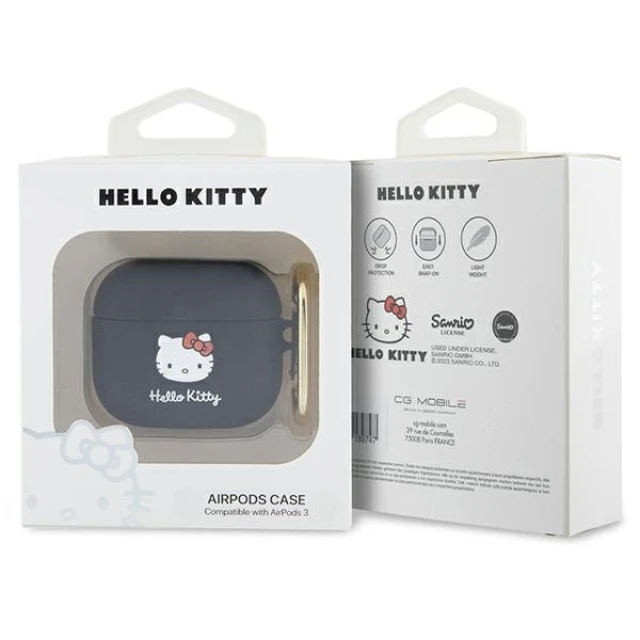 Чохол для навушників Hello Kitty Silicone 3D Kitty Head для AirPods 3 Black (Hel000064-0)