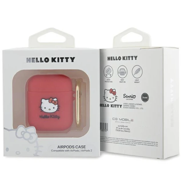 Чохол для навушників Hello Kitty Silicone 3D Kitty Head для AirPods 2 | 1 Fuchsia (Hel000069-0)