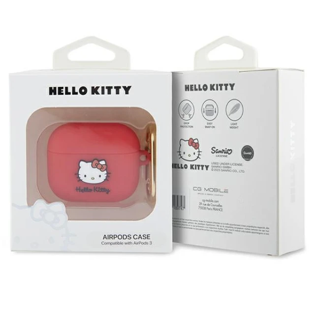 Чохол для навушників Hello Kitty Silicone 3D Kitty Head для AirPods 3 Fuchsia (Hel000072-0)