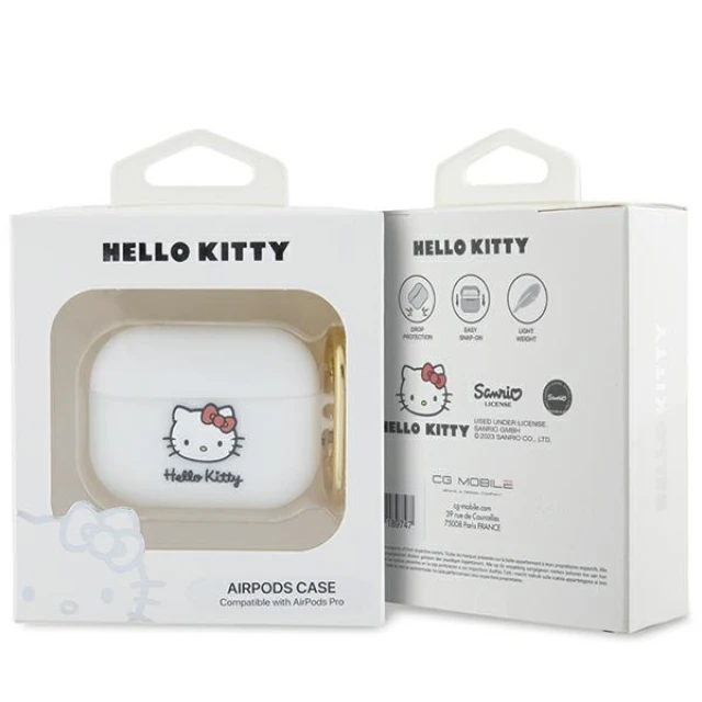 Чохол для навушників Hello Kitty Silicone 3D Kitty Head для AirPods Pro White (HKA23DKHSH)