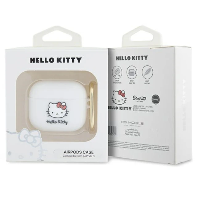 Чехол для наушников Hello Kitty Silicone 3D Kitty Head для AirPods 3 White (Hel000076-0)