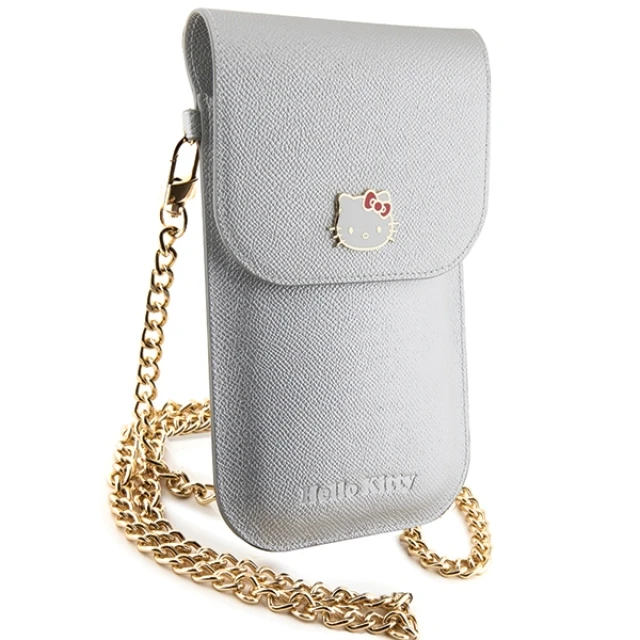 Сумка Hello Kitty Leather Metal Logo Chain Silver (Hel000091-0)