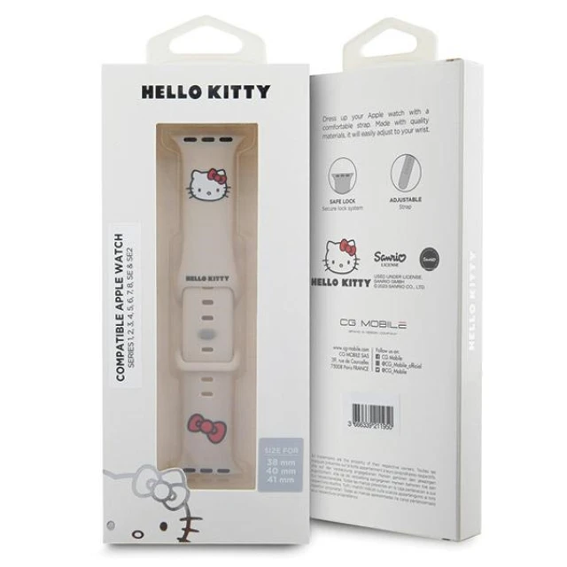 Ремінець Hello Kitty Silicone Kitty Head для Apple Watch 42 (10 series) | 41 | 40 | 38 mm Beige (Hel000060-0)