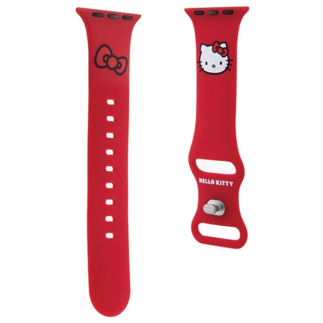 Ремешок Hello Kitty Silicone Kitty Head для Apple Watch 42 (10 series) | 41 | 40 | 38 mm Red (HKAWMSCHBLR)