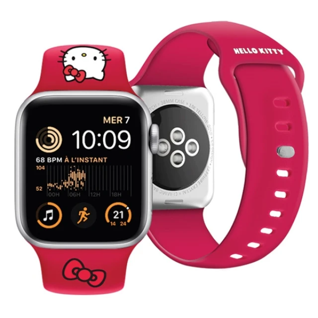 Ремешок Hello Kitty Silicone Kitty Head для Apple Watch 42 (10 series) | 41 | 40 | 38 mm Red (HKAWMSCHBLR)