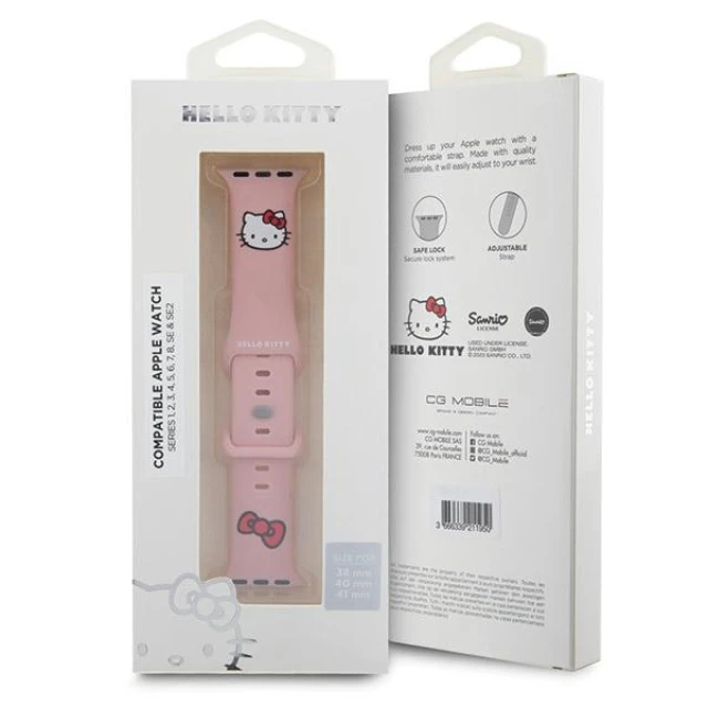 Ремінець Hello Kitty Silicone Kitty Head для Apple Watch 42 (10 series) | 41 | 40 | 38 mm Pink (HKAWMSCHBLP)