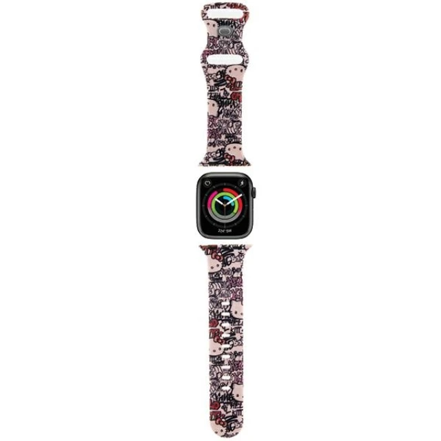 Ремінець Hello Kitty Silicone Tags Graffiti для Apple Watch 42 (10 series) | 41 | 40 | 38 mm Pink (Hel000057-0)