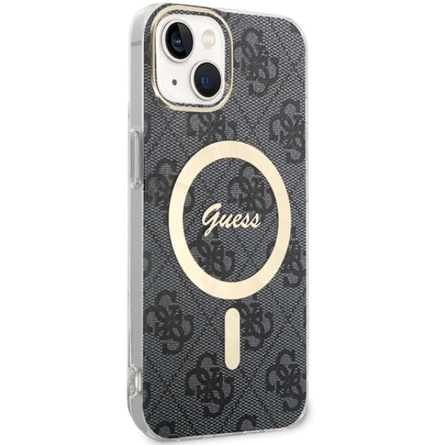 Чохол Guess IML 4G для iPhone 15 Black with MagSafe (GUHMP15SH4STK)