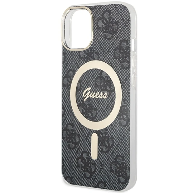Чохол Guess IML 4G для iPhone 15 Black with MagSafe (GUHMP15SH4STK)