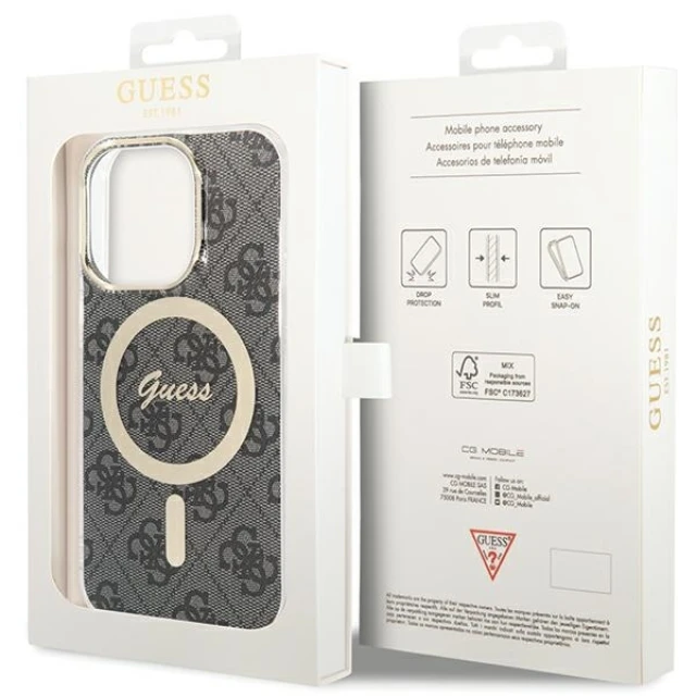 Чохол Guess IML 4G для iPhone 15 Pro Black with MagSafe (GUHMP15LH4STK)