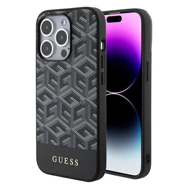 Чохол Guess GCube Stripes для iPhone 15 Pro Max Black with MagSafe (GUHMP15XHGCFSEK)