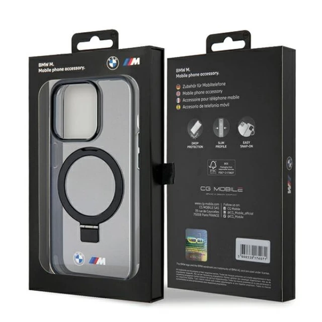 Чохол BMW Ring Stand M Collection для iPhone 15 Pro Black with MagSafe (BMHMP15LURSK)