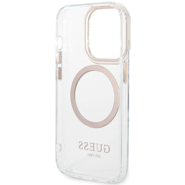 Чохол Guess Metal Outline для iPhone 15 Gold with MagSafe (GUHMP15SHTRMD)
