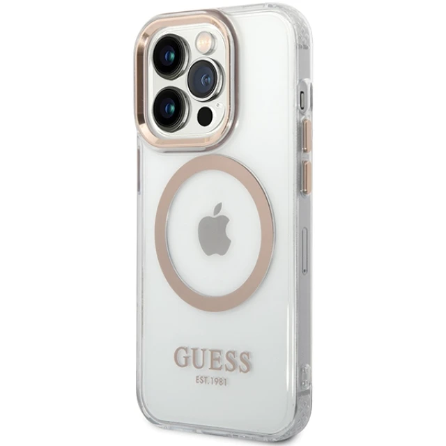 Чохол Guess Metal Outline для iPhone 15 Pro Max Gold with MagSafe (GUHMP15XHTRMD)