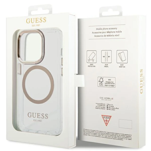 Чохол Guess Metal Outline для iPhone 15 Pro Max Gold with MagSafe (GUHMP15XHTRMD)