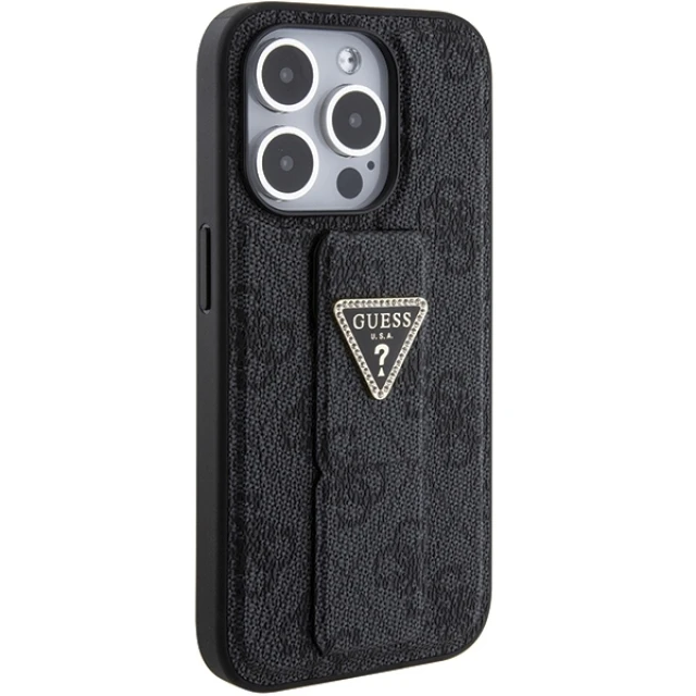 Чохол Guess Grip Stand 4G Triangle Strass для iPhone 15 Pro Black (GUHCP15LPGS4TDK)