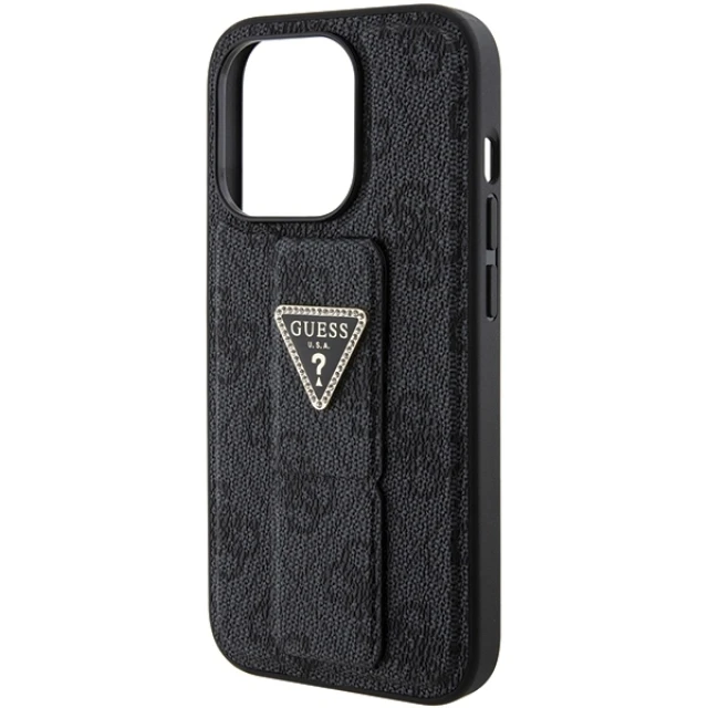 Чохол Guess Grip Stand 4G Triangle Strass для iPhone 15 Pro Black (GUHCP15LPGS4TDK)