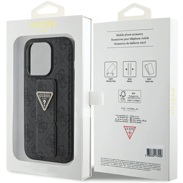 Чохол Guess Grip Stand 4G Triangle Strass для iPhone 15 Pro Black (GUHCP15LPGS4TDK)