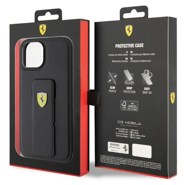 Чохол Ferrari Grip Stand для iPhone 15 Black (FEHCP15SGSPSIK)
