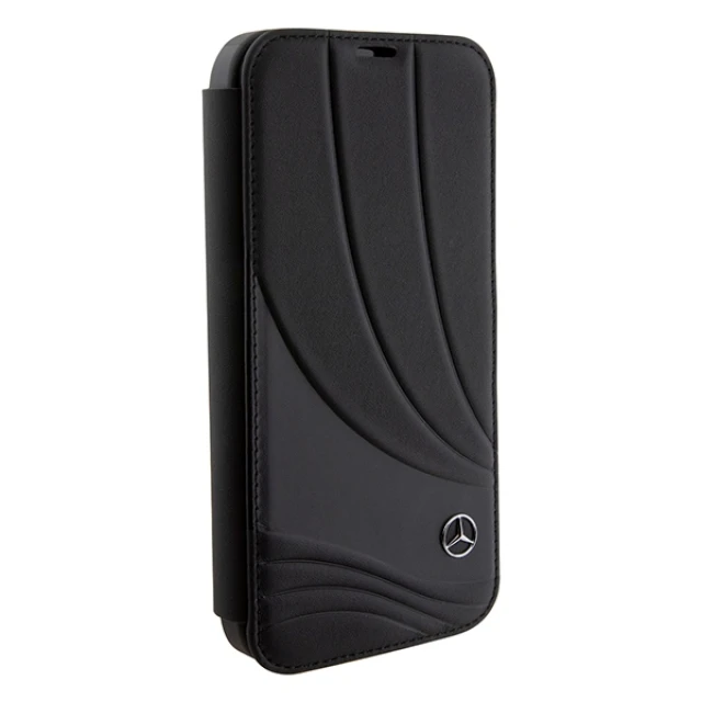 Чохол-книжка Mercedes Leather Wave Pattern для iPhone 15 Pro Black (MEBKP15L8ROLK)