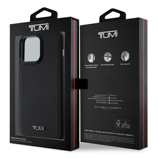 Чехол Tumi Leather Balistic Pattern для iPhone 15 Pro Max Black (TUHMP15XRBAK)