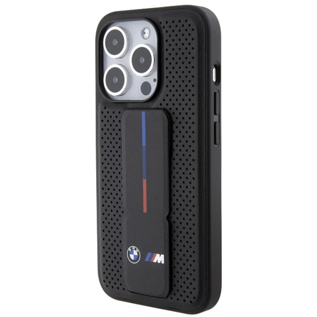 Чохол BMW Grip Stand Smooth & Perforated для iPhone 15 Pro Black (BMHCP15LGSPPRK)