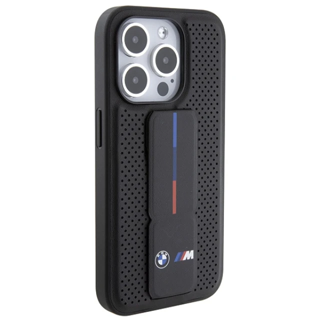 Чохол BMW Grip Stand Smooth & Perforated для iPhone 15 Pro Black (BMHCP15LGSPPRK)