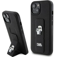 Чохол Karl Lagerfeld Gripstand Saffiano Karl & Choupette Pins для iPhone 15 Black (KLHCP15SGSAKCPK)