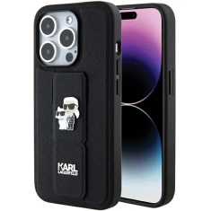 Чехол Karl Lagerfeld Gripstand Saffiano Karl & Choupette Pins для iPhone 15 Pro Max Black (KLHCP15XGSAKCPK)