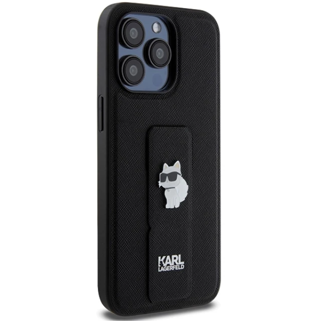 Чохол Karl Lagerfeld Gripstand Saffiano Choupette Pins для iPhone 13 Pro Max Black (KLHCP13XGSACHPK)