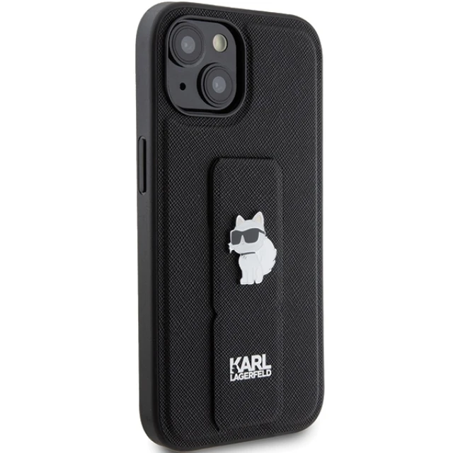 Чохол Karl Lagerfeld Gripstand Saffiano Choupette Pins для iPhone 15 Plus Black (KLHCP15MGSACHPK)