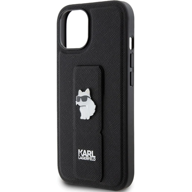 Чохол Karl Lagerfeld Gripstand Saffiano Choupette Pins для iPhone 15 Plus Black (KLHCP15MGSACHPK)