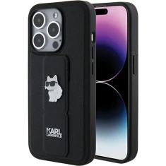 Чохол Karl Lagerfeld Gripstand Saffiano Choupette Pins для iPhone 15 Pro Max Black (KLHCP15XGSACHPK)